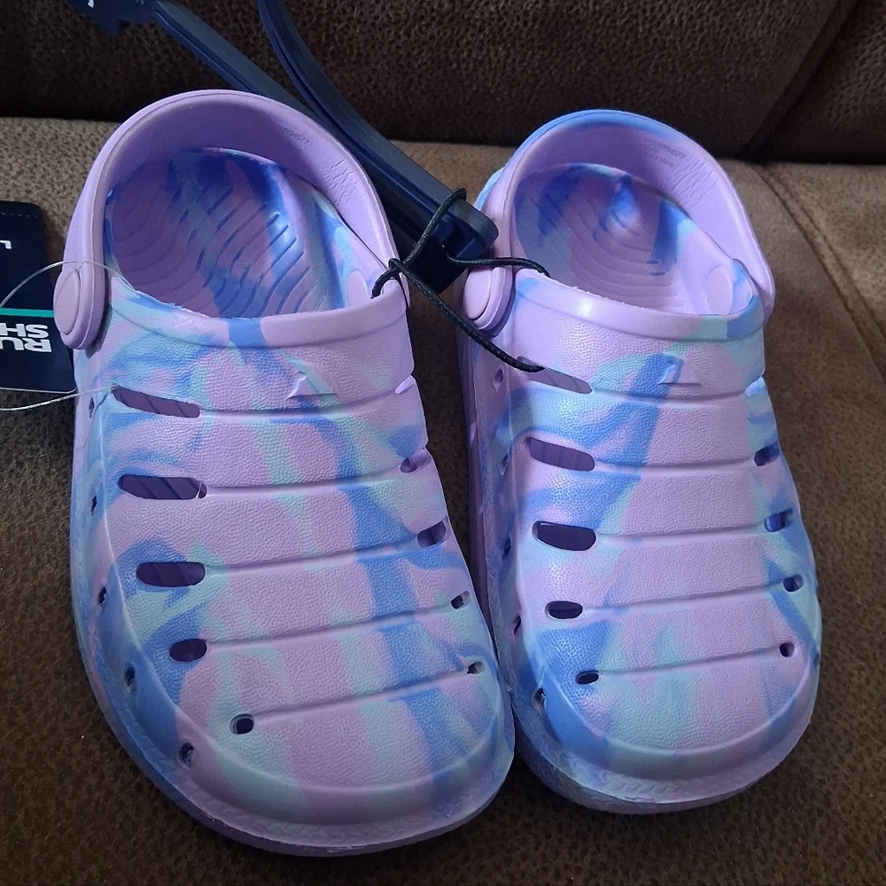 Rugged Shark Kids Tie-Dye Clog Sandals Purple And Blue Size 8